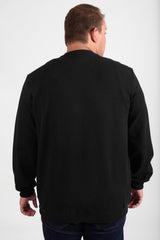 Men's Big Size Long Sleeve Rounded Neck Front Chest Printed Padded Melton Sweatshirt