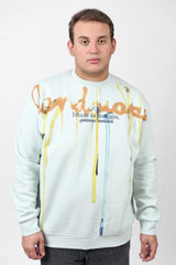 Men's Big Size Regular Fit Made Of Comfort Melton Padded Front Printed Sweatshirt