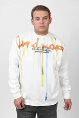 Men's Big Size Regular Fit Made Of Comfort Melton Padded Front Printed Sweatshirt