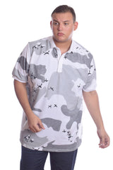 Men's Big Size Polo Full Printed Cotton T-shirt