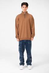 Men's Plain Oversize Sweatshirt With Half Zipper