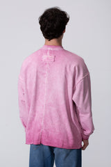Men's Oversized Washed Sweatshirt With A Round Neck And Long Sleeves