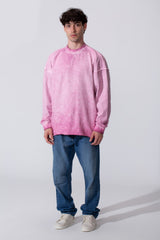 Men's Oversized Washed Sweatshirt With A Round Neck And Long Sleeves