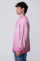 Men's Oversized Washed Sweatshirt With A Round Neck And Long Sleeves
