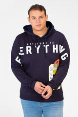 Men's Big Size Hood Sweatshirt With Front Print