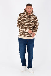 هودي رجالي بمقاس كبير بطابع عسكري مع طباعة كاملة وخامة ميلتون