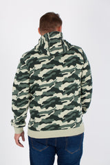 Men's Big Size Army Hoodie Sweatshirt With Full Print And Melton Material
