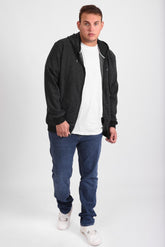 سويت شيرت رجالي مقاس كبير مبطن بغطاء رأس بسحاب كامل أساسي فريد