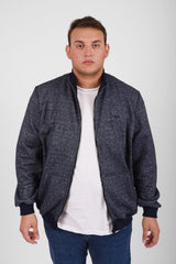 Men's Big Size Full Zipper Padded Basic Melton High Neck Sweatshirt With Unique Style