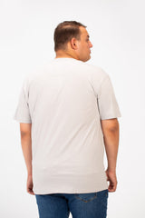 Men's Big Size Front Pocket Text Print T-shirt With A Round Neck And Short Sleeves