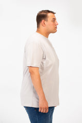 Men's Big Size Front Pocket Text Print T-shirt With A Round Neck And Short Sleeves