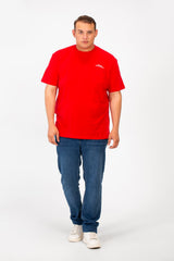 Men's Big Size Front Pocket Text Print T-shirt With A Round Neck And Short Sleeves