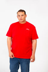 Men's Big Size Front Pocket Text Print T-shirt With A Round Neck And Short Sleeves