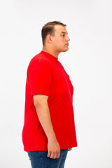 Men's Big Size Front Pocket Text Print T-shirt With A Round Neck And Short Sleeves