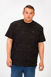 Men's Tomato Striped Big Size T-Shirt With Short Sleeves And Round Neck
