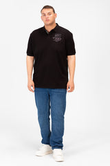 تي شيرت بولو رجالي مطبوع بأكمام قصيرة ومقاس كبير