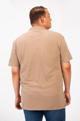 تي شيرت بولو توماتو رجالي كبير الحجم بأكمام قصيرة وتفاصيل أساسية