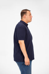 Men's Big Size Polo T-Shirt With Basic Details Short Sleeves Half Zip
