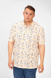 Men's Big Size Jakar Short Sleeves Polo T-Shirt With All Over Print