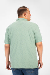 Men's Big Size Jakar Printed Polo T-Shirt Short Sleeves