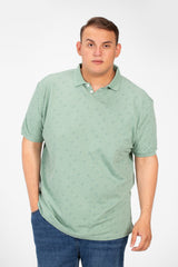 Men's Big Size Jakar Printed Polo T-Shirt Short Sleeves