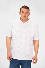 Men's Big Size Jakar Printed Polo T-Shirt Short Sleeves