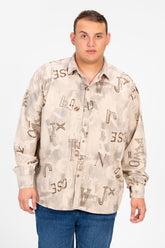 Men's Big Size Printed Long Sleeved Shirt