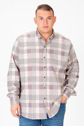 Men's Big Size Checked Long Sleeved Shirt