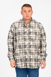 Men's Big Size Checked Long Sleeves Shirt