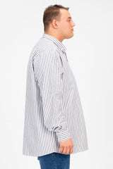 قميص رجالي مخطط بأكمام طويلة بحجم كبير