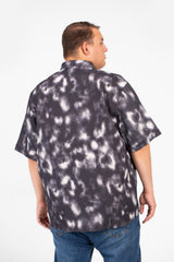 Men's Big Size Short Sleeve Tie Dye Shirt With Front Pocket