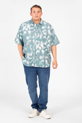 Men's Big Size Short Sleeve Tie Dye Shirt With Front Pocket