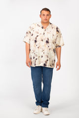 Men's Big Size Half Sleeve All Over Print Shirt With Front Pocket