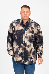 Men's Big Size Jakar Printed Long Sleeve Shirt