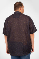 Men's Big Size Transparent Jakar All Over Print Short Sleeve Shirt