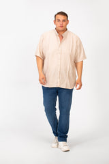 Men's Big Size Half Sleeve Striped Breathable Shirt