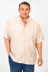 Men's Big Size Half Sleeve Striped Breathable Shirt