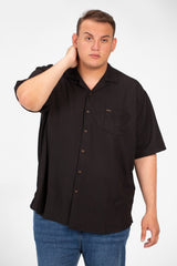 Men's Big Size Basic Short Sleeves Shirt With Collar And Front Pocket