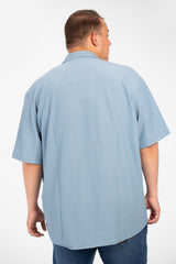 Men's Big Size Basic Short Sleeves Shirt With Collar And Front Pocket