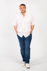 Men's Big Size Basic Short Sleeve Shirt With Front Pocket