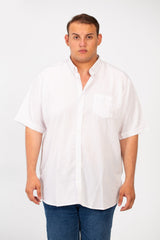 Men's Big Size Basic Short Sleeve Shirt With Front Pocket