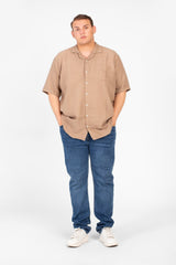 Men's Big Size Basic Plain Shirt With Comfortable Summer Fabric And Short Sleeves