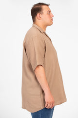 Men's Big Size Basic Plain Shirt With Comfortable Summer Fabric And Short Sleeves