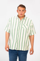 Men's Big Size Striped half sleeves Shirt With Modern Fabric And A Front Pocket
