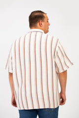 Men's Big Size Striped half sleeves Shirt With Modern Fabric And A Front Pocket