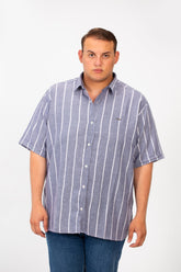 Men's Tomato Big Size Half Sleeve Striped Button Front Shirt