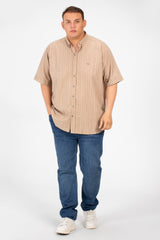 Men's Tomato Big Size Half Sleeve Striped Shirt In Basic Details