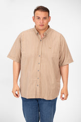 Men's Tomato Big Size Half Sleeve Striped Shirt In Basic Details