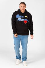 Men's Big Size Hoodie Sweatshirt With Front Print And Long Sleeves