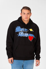 Men's Big Size Hoodie Sweatshirt With Front Print And Long Sleeves